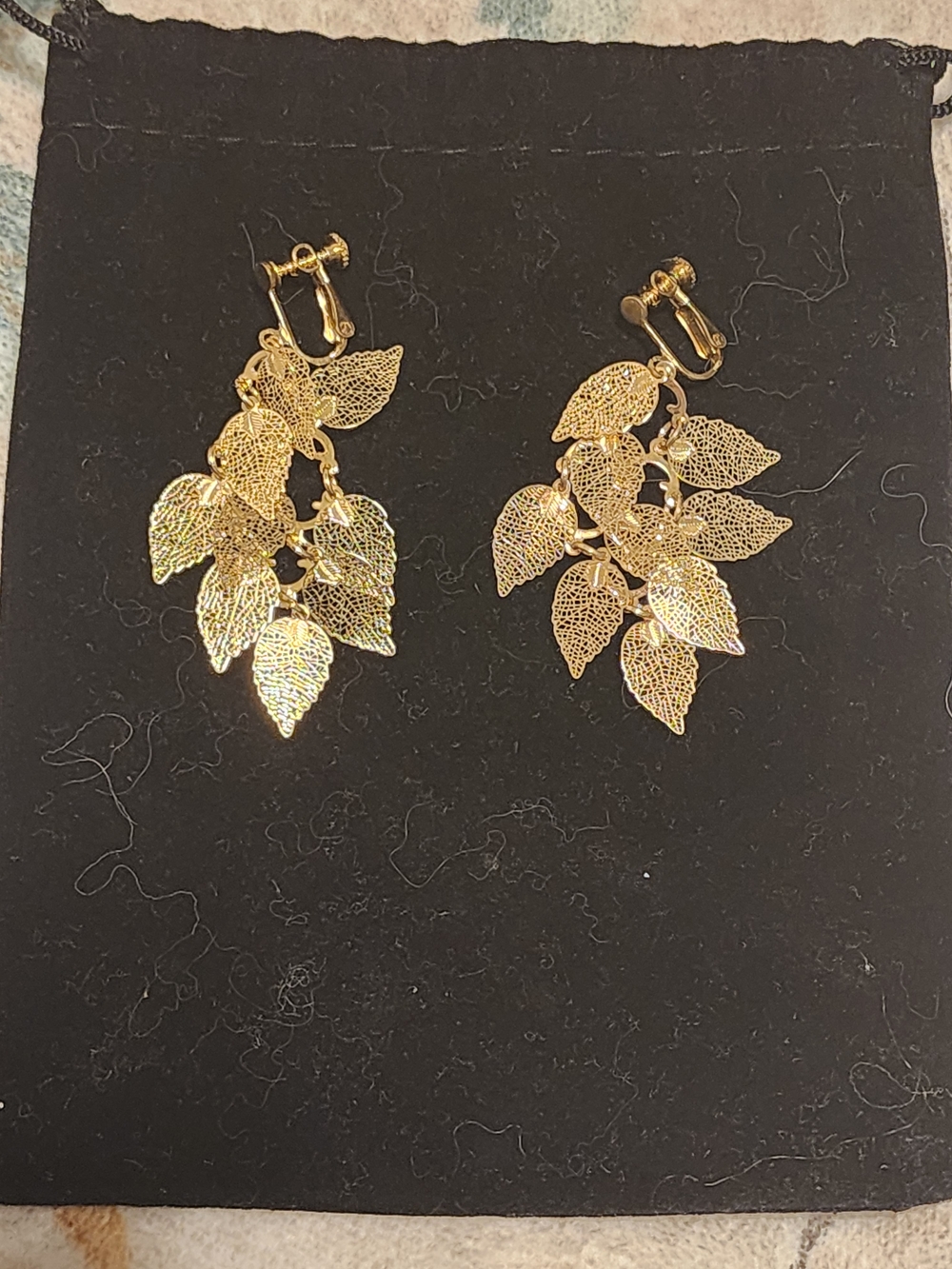Gold Leaf Cluster Clip-On Earrings - Women Jewelry